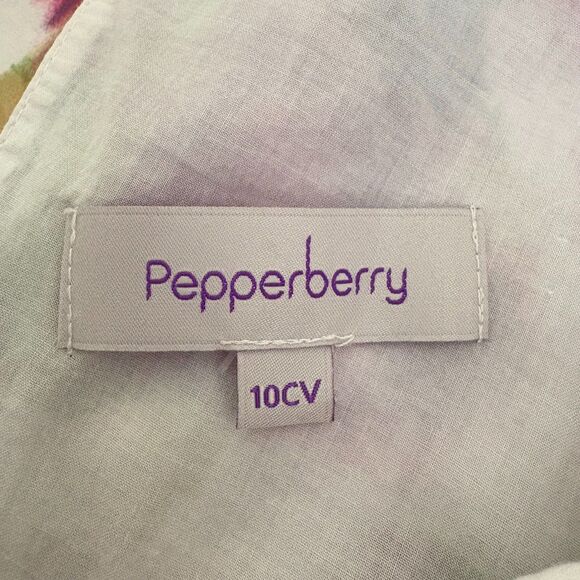 Pepperberry Floral Fit and Flare Dress Spring Feminine Cotton Silk Size 10 Curvy - Picture 5 of 6